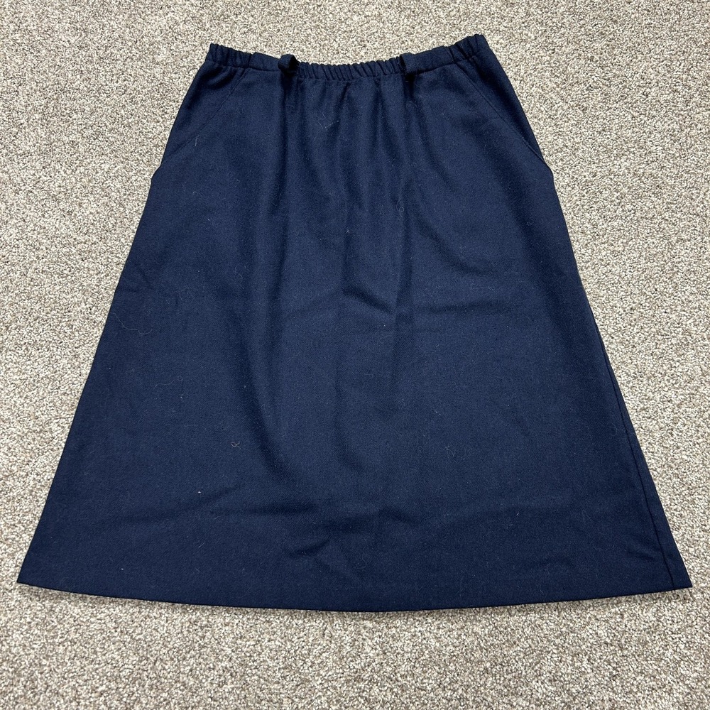 Katie Brooke Skirt Womens 12 Blue Knit A-Line Midi Elastic Waist Pockets USA